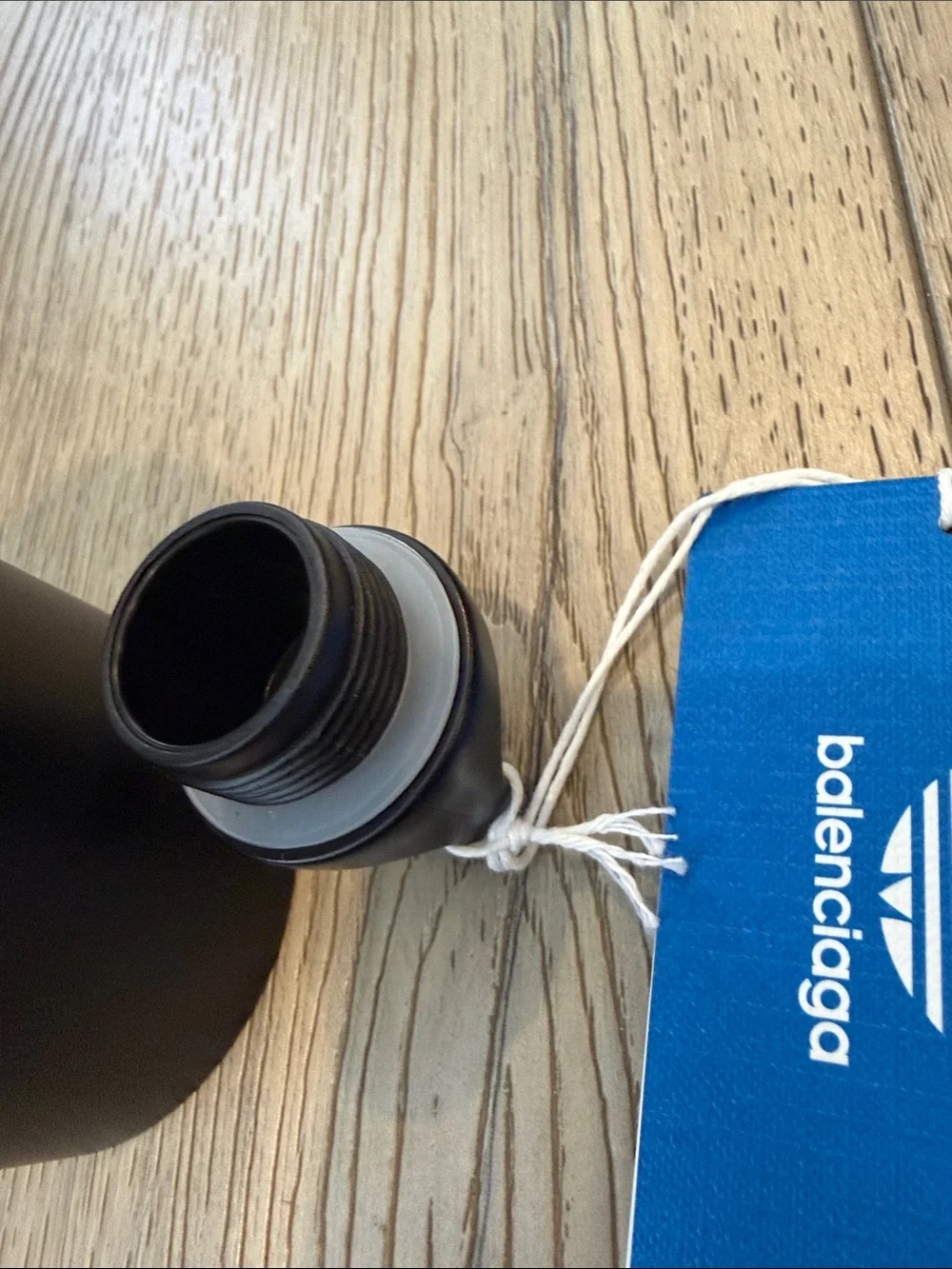 Balenciaga Black Matte Logo Water Bottle with Blue Box